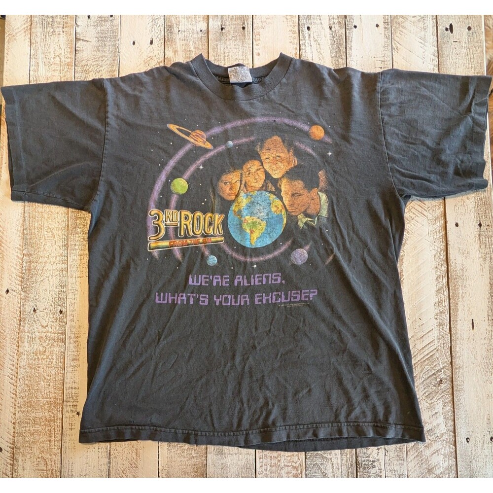 Vintage Y2K Stanley Desantis 3rd Rock from the Sun We're Aliens Black T-Shirt XL
